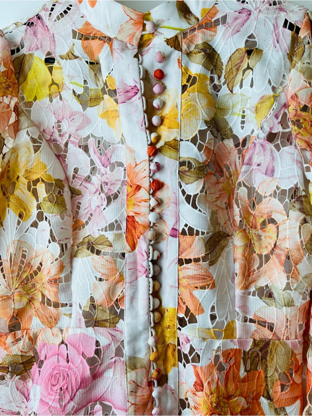 Floral Tiered Long-Sleeve Dress in Pink & Yellow - Picture 4 of 5